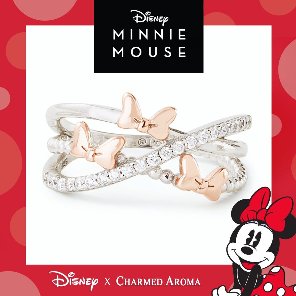 Official Disney Minnie Mouse Bow ring, 925 Sterling Silver Charmed Aroma